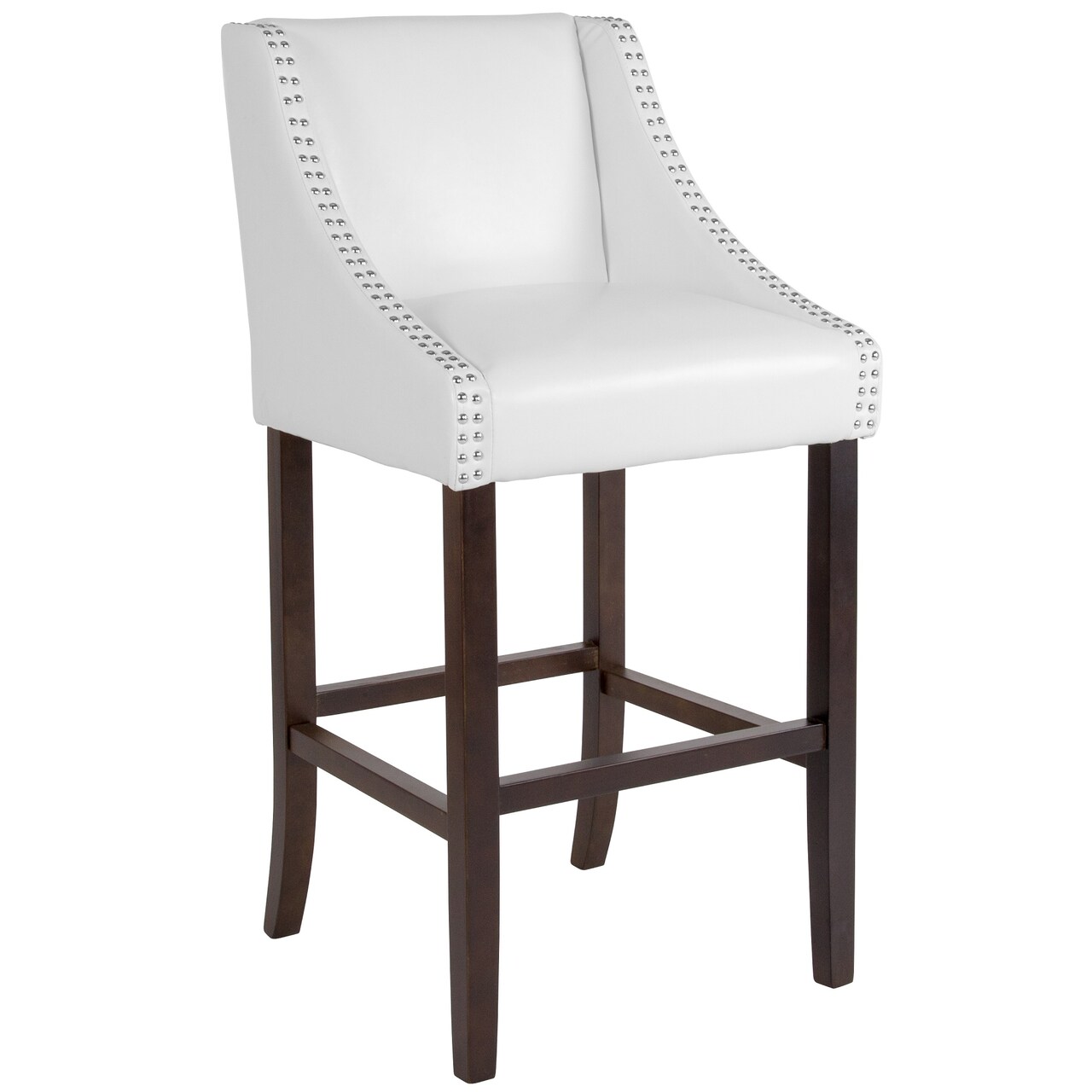 Flash Furniture 42&#x22; White Bar Height Stool with Accent Nail Trim